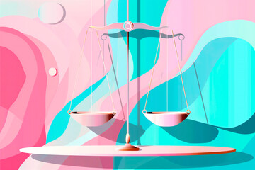 Libra Zodiac Pop Art Background with colorful Ram Symbol