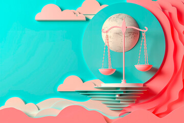 Libra Zodiac Pop Art Background with colorful Ram Symbol