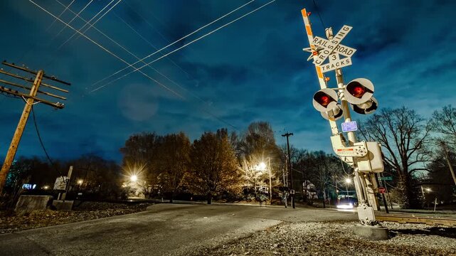 Fast Trains Passing By Timelapse at Night