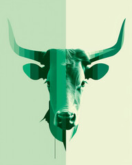 Taurus Zodiac Pop Art Background with Colorful Bull Symbol