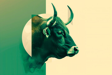 Taurus Zodiac Pop Art Background with Colorful Bull Symbol