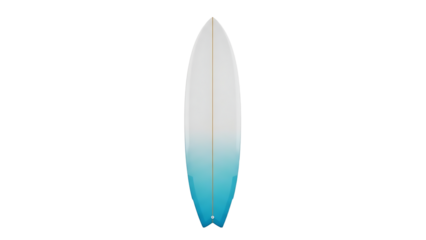 Surfboard with Blue and White Gradient on White Background for Sports and Adventure Marketing
