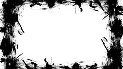 Black grunge brush stroke border frame for design