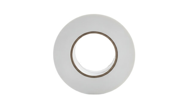 White adhesive tape roll on plain white background