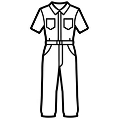 Mechanic Jumpsuit Silhouette Vector &ndash; Black on White