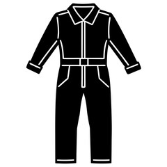 Mechanic Jumpsuit Silhouette Vector &ndash; Black on White