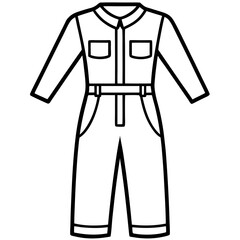 Mechanic Jumpsuit Silhouette Vector &ndash; Black on White