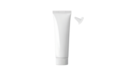 White Cosmetic Tube with Cap and Spout on Clean White Background
