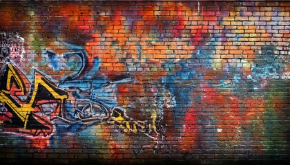 urban grit industrial brick wall canvas with graffiti textures