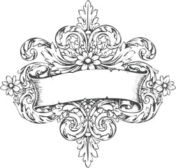 Intricate floral border engraving art transparent and eps