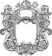Intricate ornate frame design vector engraving art transparent and eps