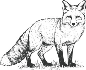 Fox line art illustration nature transparent eps
