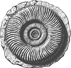 Intricate spiral design monochrome engraving art transparent and eps