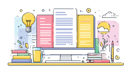 Vibrant Content Management Icon in Vector Illustration for Design Projects