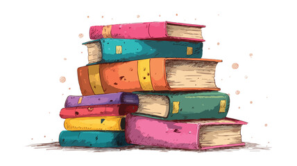 Vibrant Cartoon Pile of Kids' Storybooks for Education and Imagination