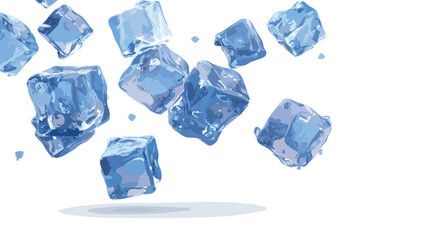 Falling Ice Cubes Vector Illustration with Outline Isolated on White Background