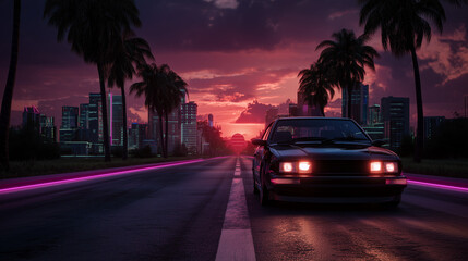 cyberpunk style night drive