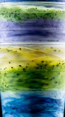 Naklejka premium Beautifully layered colorful healthy drink with fruit seeds