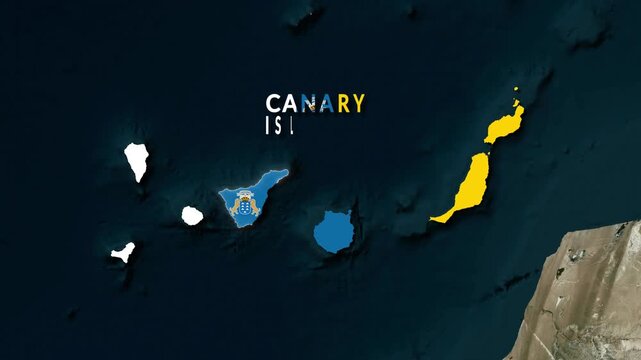 Canary Islands Map With Flag Animation