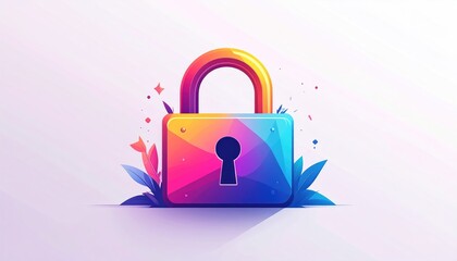 Colorful Padlock Illustration for Security and Protection Concepts.