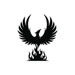 Obraz premium Majestic phoenix rising from flames in dramatic pose