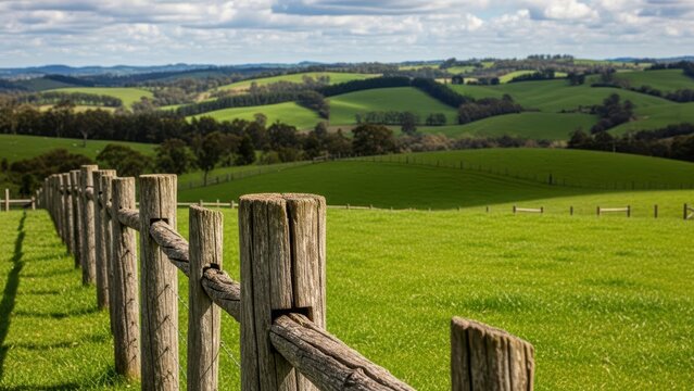 Rustic fence overlooking rolling hills
