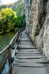 Wooden Cliffside Walkway Above Rusenski Lom River