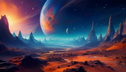 alien planet surface space landscape beautiful background wallpaper