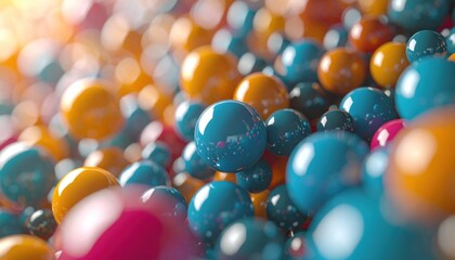 Colorful Spheres - A Vibrant Abstract Composition of Shiny Balls.