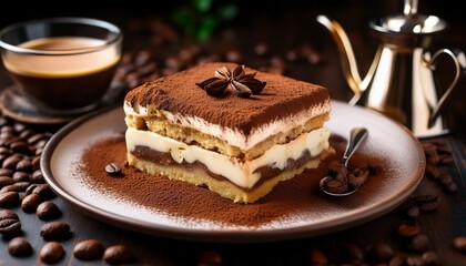 indulge in a creamy decadent tiramisu with rich coffee flavor