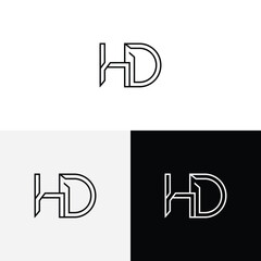 h d initial monogram vector icon illustration