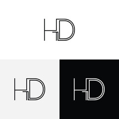 h d initial monogram vector icon illustration