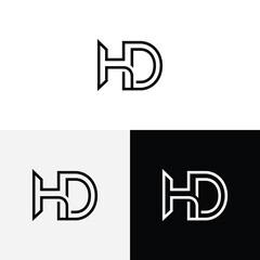 h d initial monogram vector icon illustration