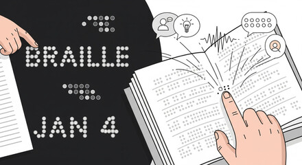 design concept of World Braille Day observed on January 4