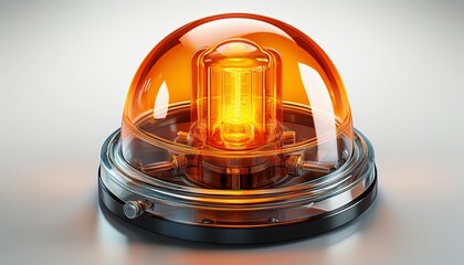 transparent system alert pop up design with amber warning light isolated on a white background
