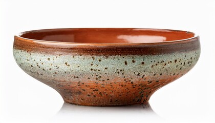 rustic ceramic vase with speckled glaze hand thrown isolated on white background