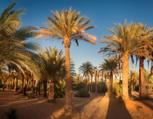palm trees in a sunlit oasis