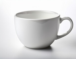 empty white ceramic mug on white background
