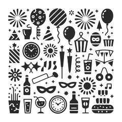 Celebration Event Icons Collection, Festive Party Symbols