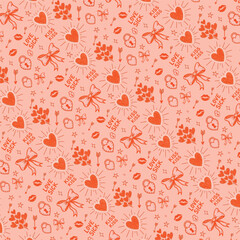 Whimsical valentine's day pattern with hearts and sea creatures