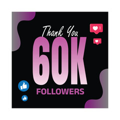 Thank You for 60K social media banner for friends and followers