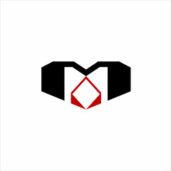 Letter M logo design with diamond symbol.