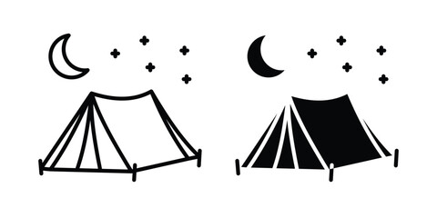 Night camping icons in different styles. Simple icon design © Abstractor