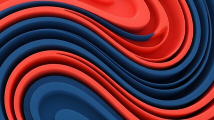 A smooth wave-like a red and blue abstract design with layered edges and curves