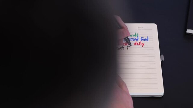 Middle Aged Man Setting Goals and Resolutions for Upcoming Year - General Goal Setting and Healthy Lifestyle Concept