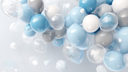 冬のアイスカラーで透明バルーンを織り交ぜた静謐なクリアミックス