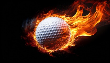 golf ball fire sport object photo realistic glowing burning isolated dynamic golf ball engulfed bright flames glowing and dynamic isolated transparency background creating intense and energetic