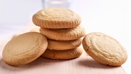 stacked cookies light beige round and crisp