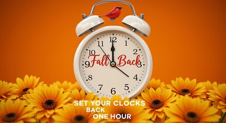 Fall Back Clock with Sunflowers