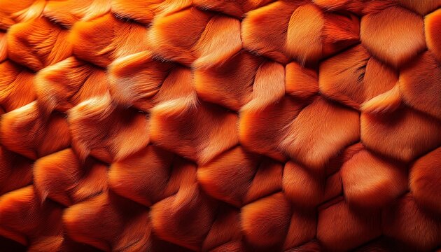 close up abstract orange furry texture with hexagonal scales pattern - Powered by Adobe